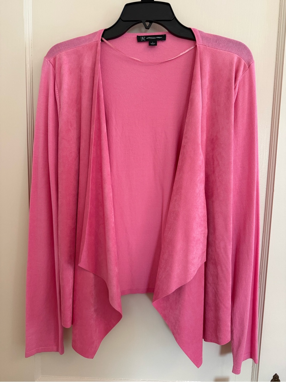 INC International Concepts Pink Open Draped Cascade Cardigan